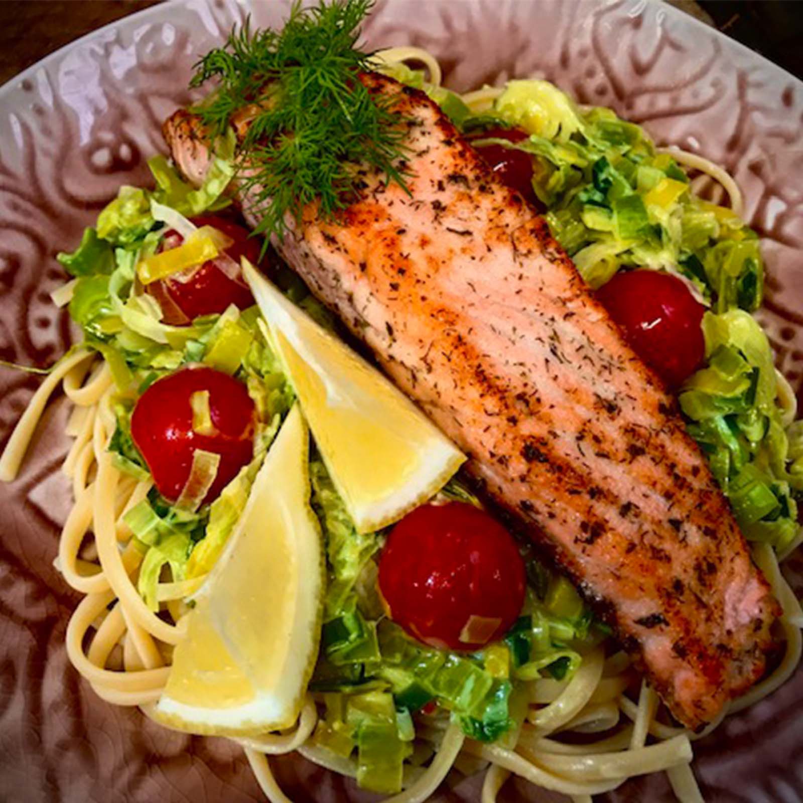 Zalm prei schotel